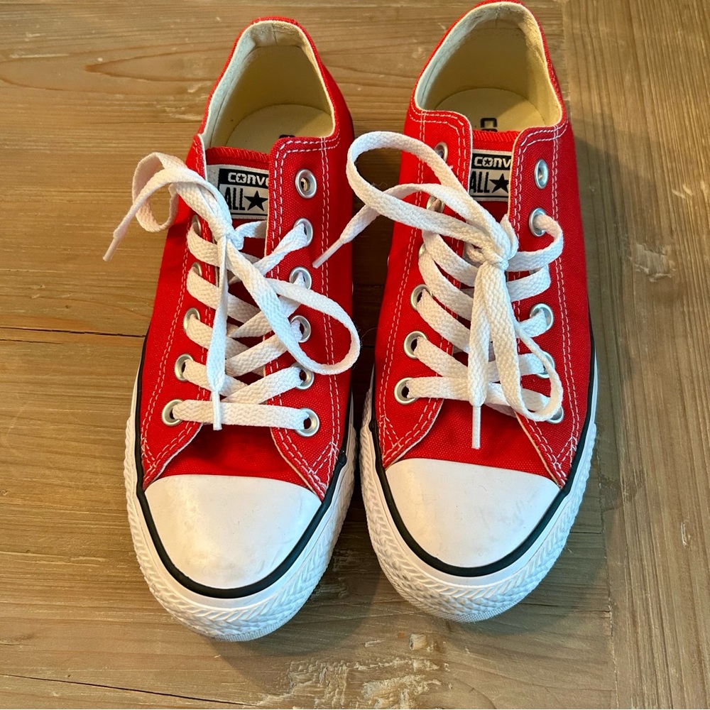 Converse Red Canvas Sneakers with White Accents
